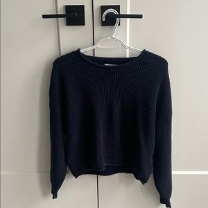 hollister navy blue knitted roll neck crewneck – size small